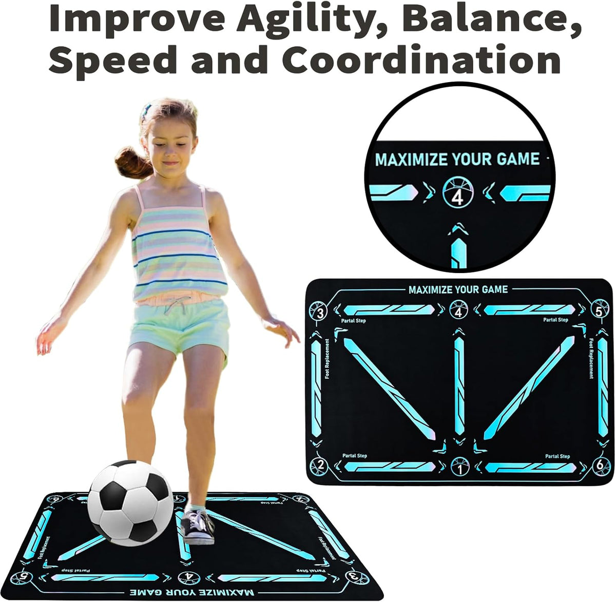 Belro soccer training mat for all skill levels, designed for sports and outdoor practice, with a textured surface for enhanced grip.