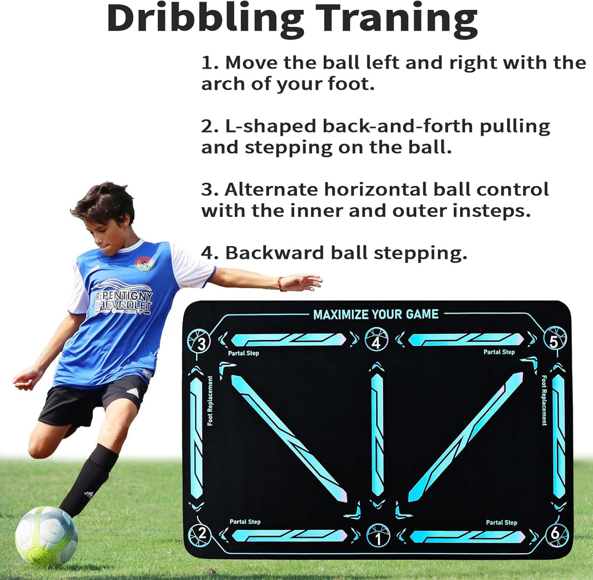 Belro soccer training mat for all skill levels, outdoor sports and fitness practice, durable and versatile for soccer training drills.