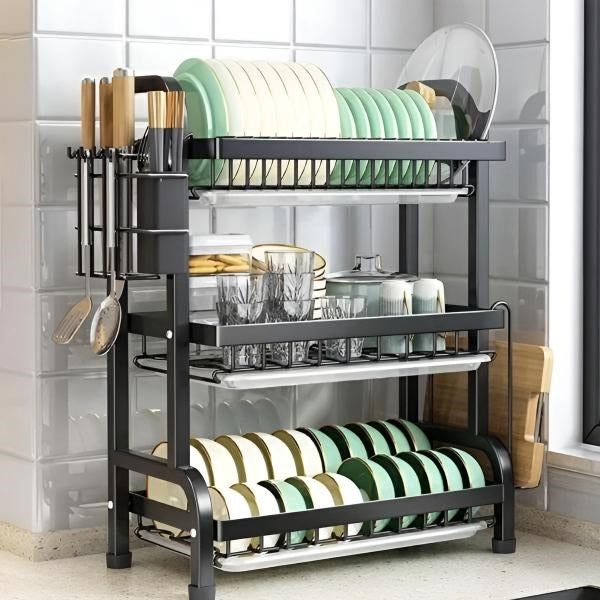Belro multi-level dish rack for kitchen and dining, featuring multiple tiers for drying dishes and utensils.