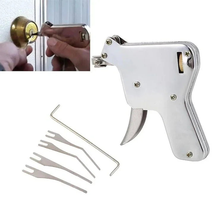 Belro lockpicking tool set with various picks and tension wrenches for door lock opening and locksmithing tasks.