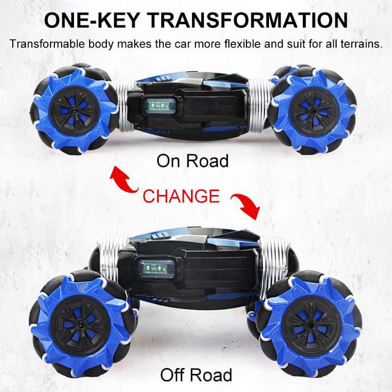 Belro remote control stunt car from Toys & Games, shown performing a wheelie on a smooth surface.