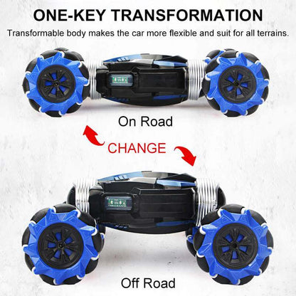 Belro remote control stunt car from Toys & Games, shown performing a wheelie on a smooth surface.