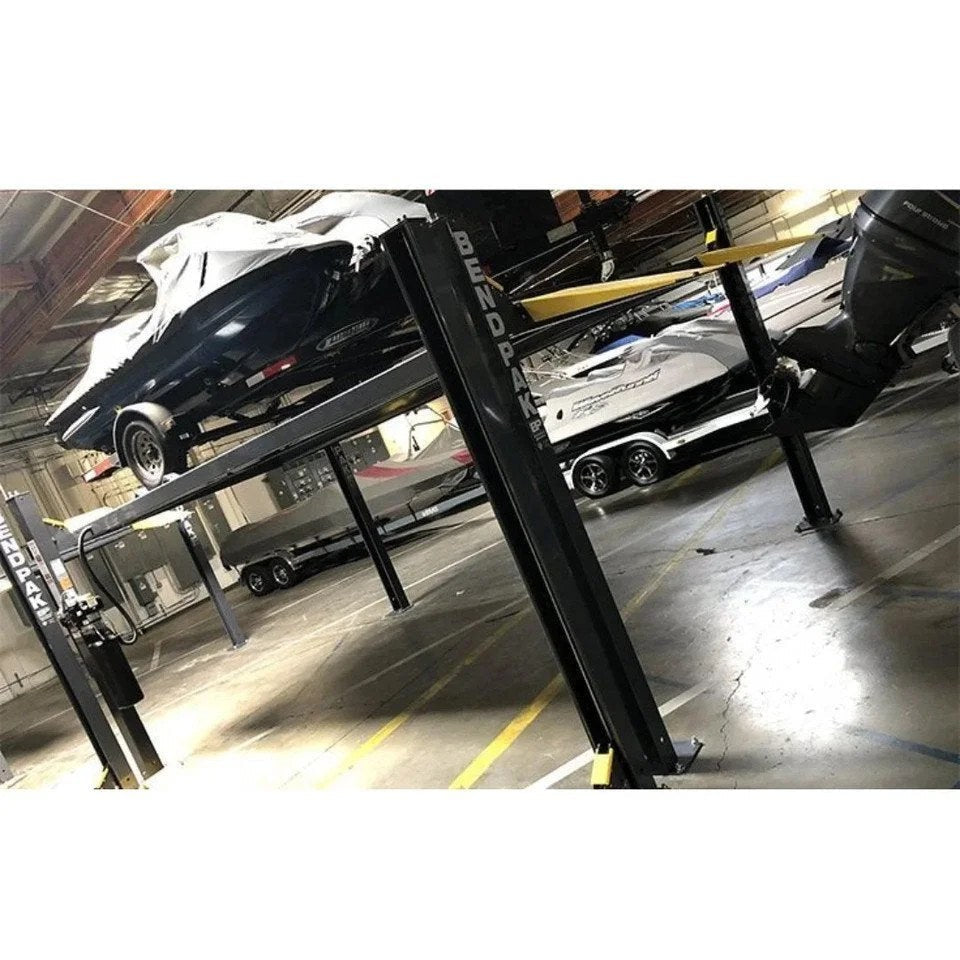 Casavibeo BendPak HD-7500BLX vehicle and boat storage lift with 7,500 lb capacity and 82-inch rise, showcasing its sturdy frame.