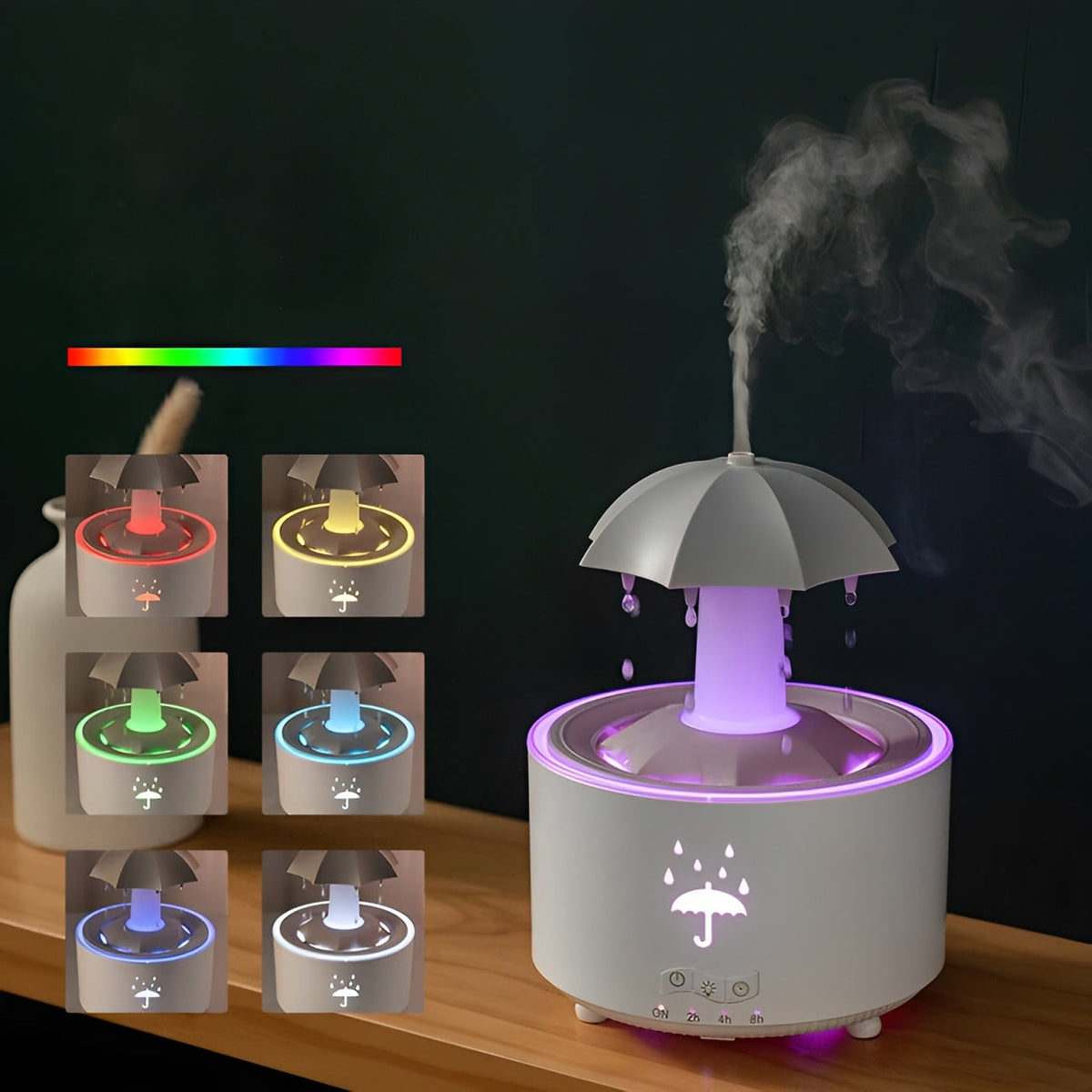 Belro aromatherapy humidifier in white with adjustable mist nozzle, designed to add moisture and soothing scents to a room.