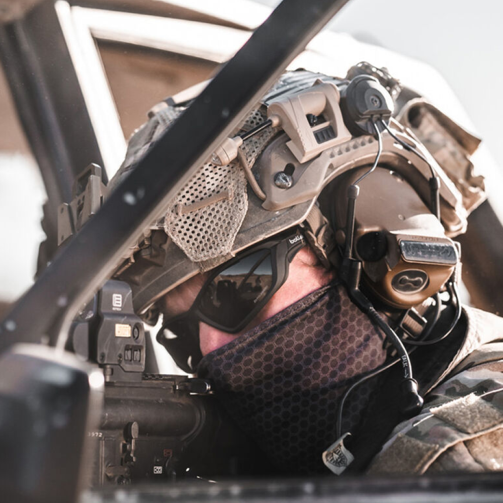 BowLift polarized military sunglasses with UV400 protection, rectangular frame ideal for fishing and outdoor sports.