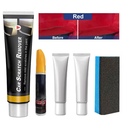 Red Belro deep scratch repair kit for cars, featuring tools and solutions to fix deep scratches on vehicle surfaces.