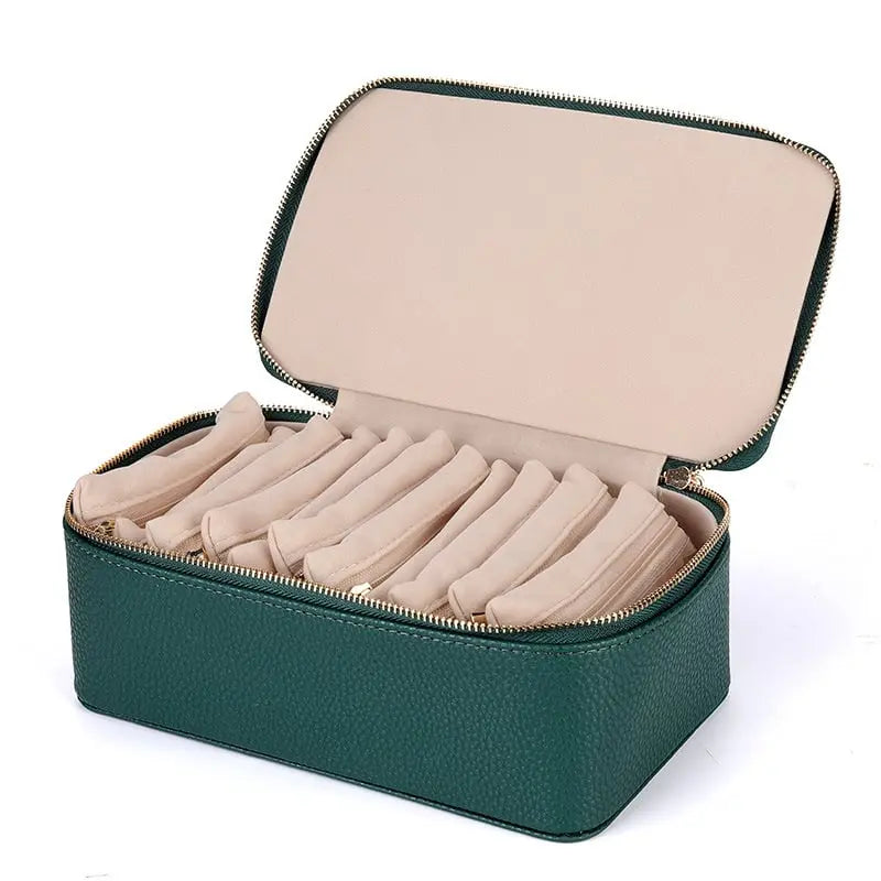 Mivoza jewelry box with clear pouches for organized storage, stackable and travel-ready jewelry storage solution.