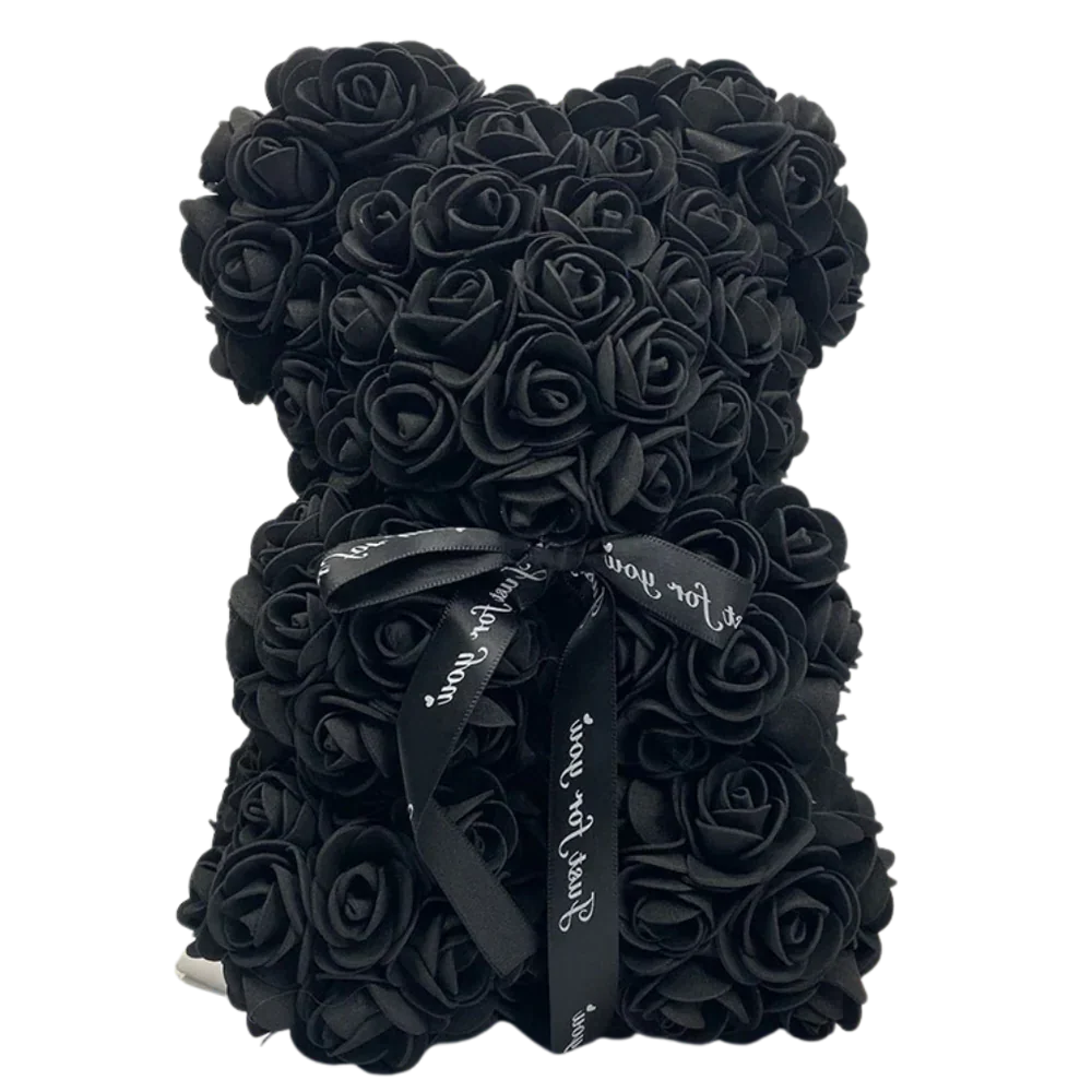 Black Roses Teddy Bear from Belro, a cozy men's clothing accessory featuring a plush teddy bear with rose details.