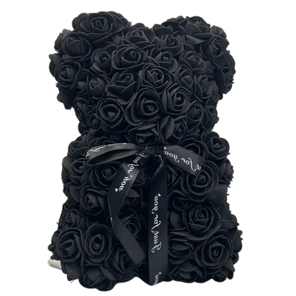 Black Roses Teddy Bear from Belro, a cozy men's clothing accessory featuring a plush teddy bear with rose details.