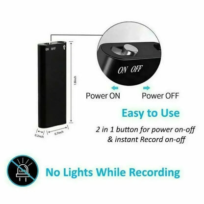 Belro mini voice-activated recorder showing compact design with microphone and control buttons, ideal for audio recording.