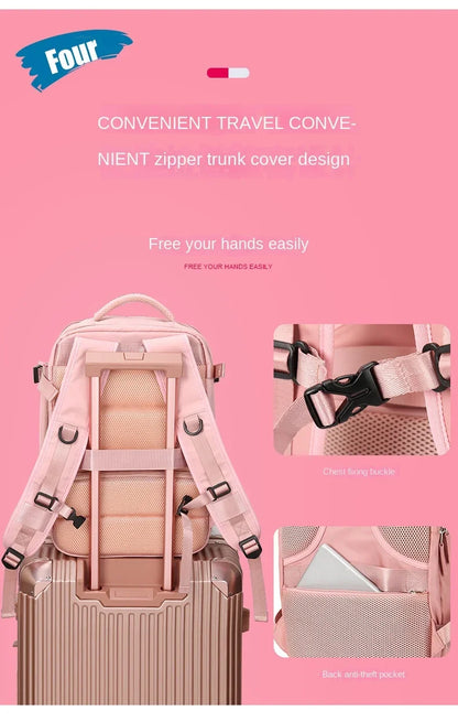 Belro travel carry-on backpack with shoe compartment, featuring multiple pockets and adjustable straps for convenient packing.