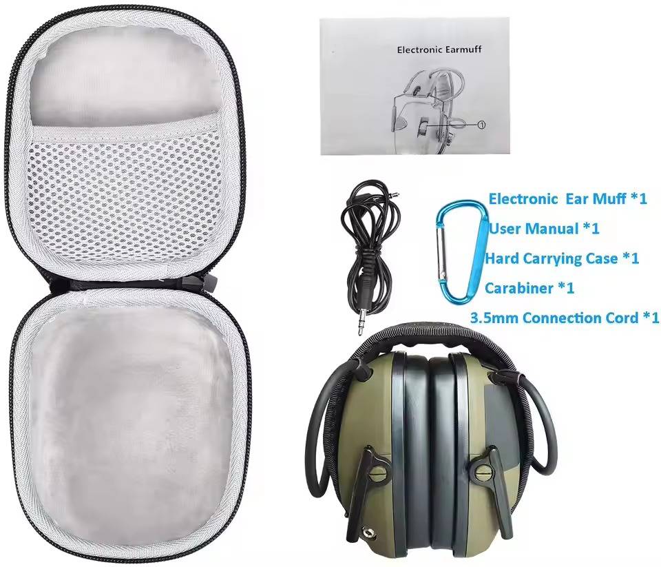 Belro noise cancelling ear muffs for shooting, outdoor hearing protection, black and padded for comfort
