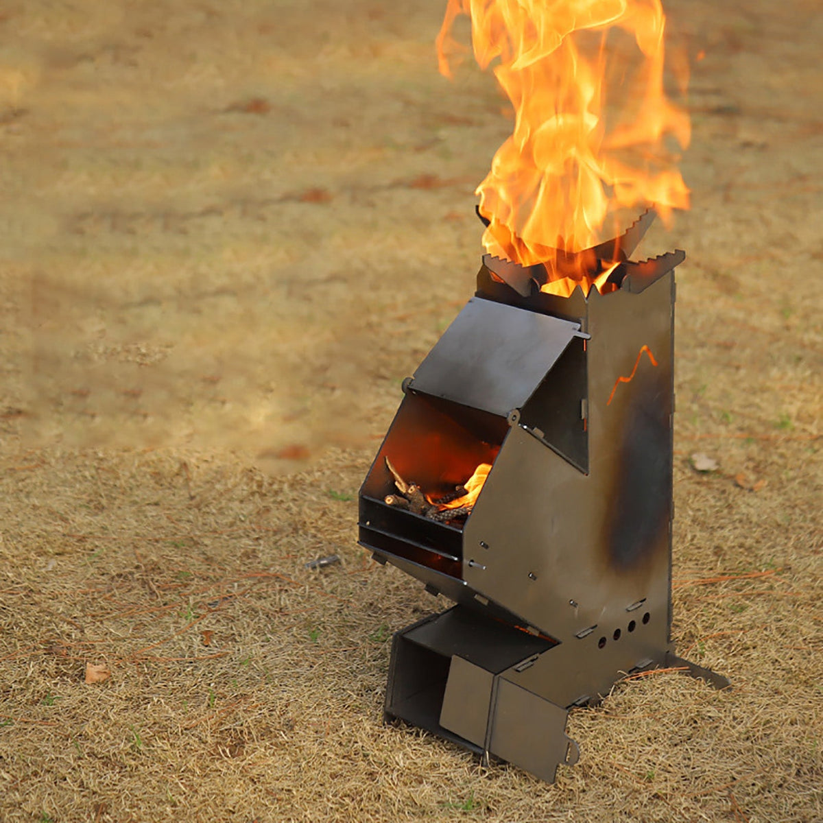 Belro portable outdoor rocket wood burning stove heater for camping and outdoor heating, compact and efficient design
