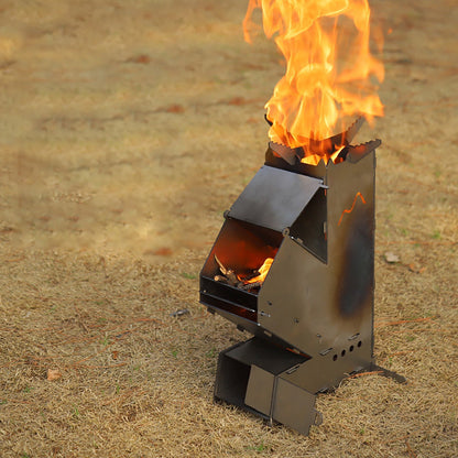 Belro portable outdoor rocket wood burning stove heater for camping and outdoor heating, compact and efficient design