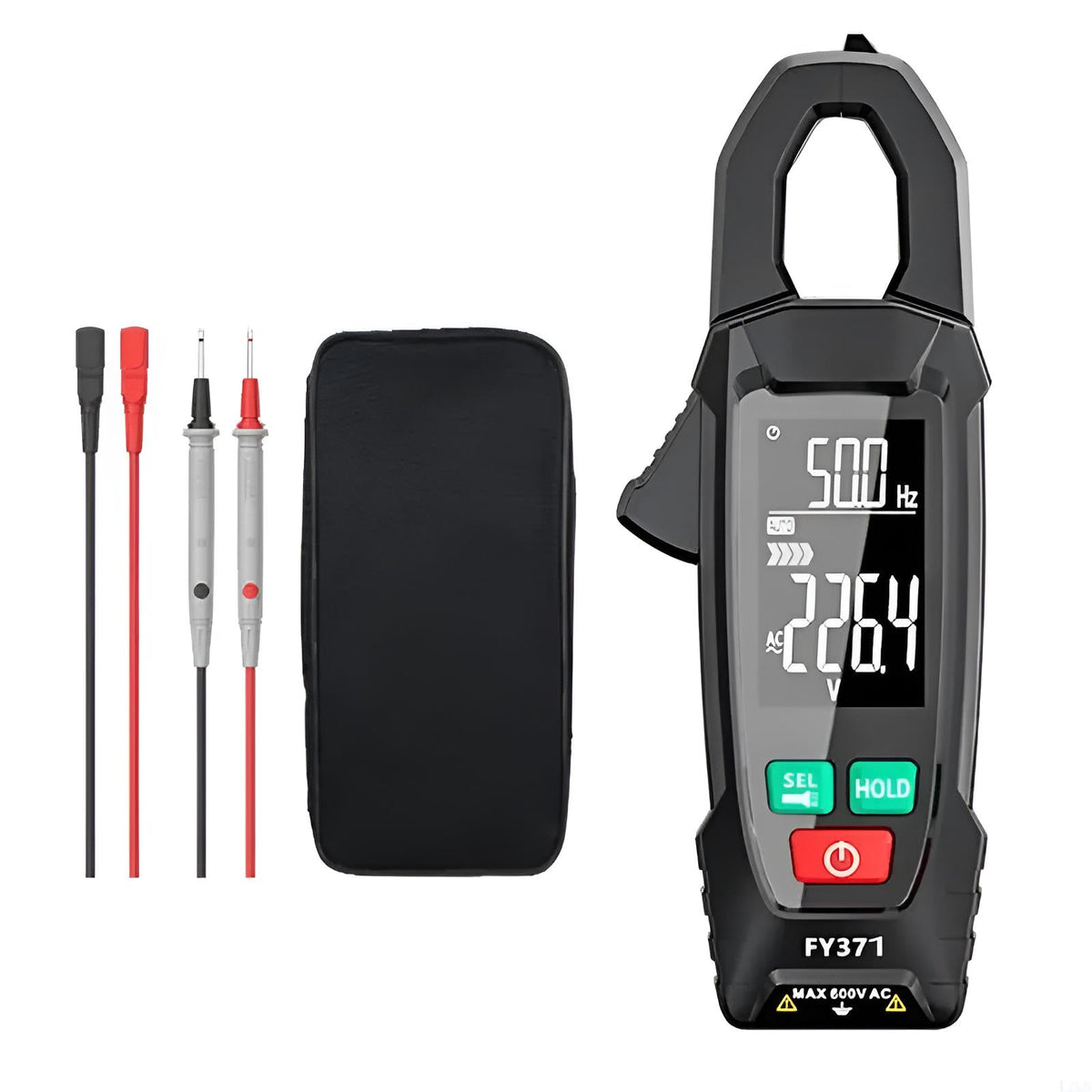 Belro AC/DC clamp electric meter showing digital display and clamp jaw for measuring electrical current in electronics applications
