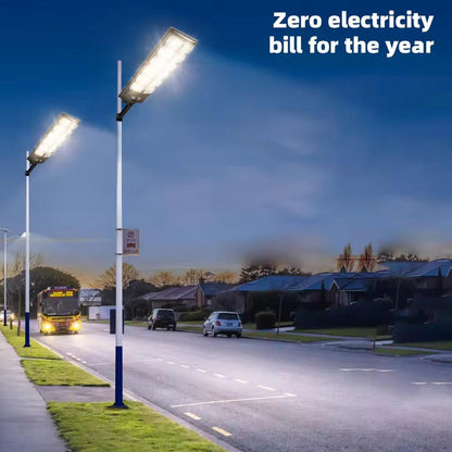Belro solar street light installed outdoors for home and garden lighting, with a sleek design and solar panel on top.