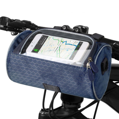 Belro bicycle bag with touchscreen pocket, black waterproof bag for cycling gear and accessories.