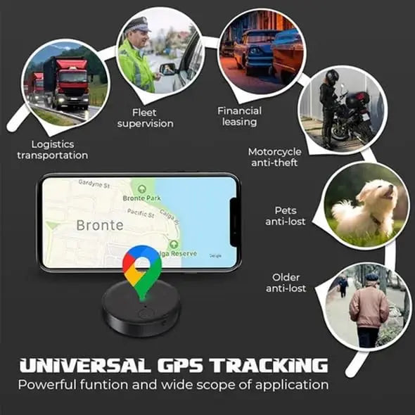 Mini Mivoza GPS Tracker 2-Pack showing compact devices with antennas and LED indicators for real-time tracking and long battery life.