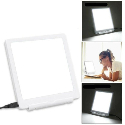 Belro Sunlight LED Vitamin D Light for health and beauty, shown turned on with bright yellow light in a modern device.