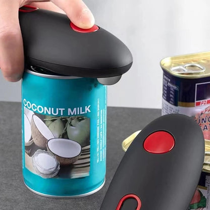 Belro automatic can opener lying on a kitchen countertop, showing the sleek design and easy-to-use handle.