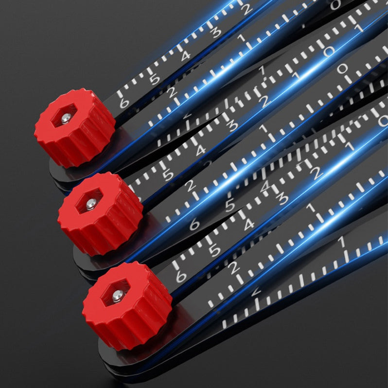 Belro adjustable aluminum alloy tile work folding ruler with measurement markings and compact design for precise measuring.