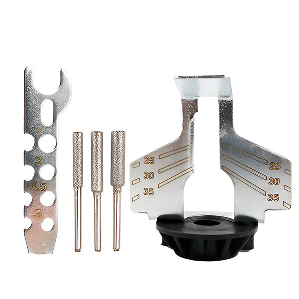 Belro chainsaw sharpener with integrated sharpening tool, compact and portable for precise chain sharpening.