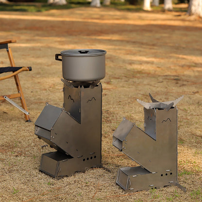 Belro portable outdoor rocket wood burning stove heater for camping and outdoor use, compact and durable metal design
