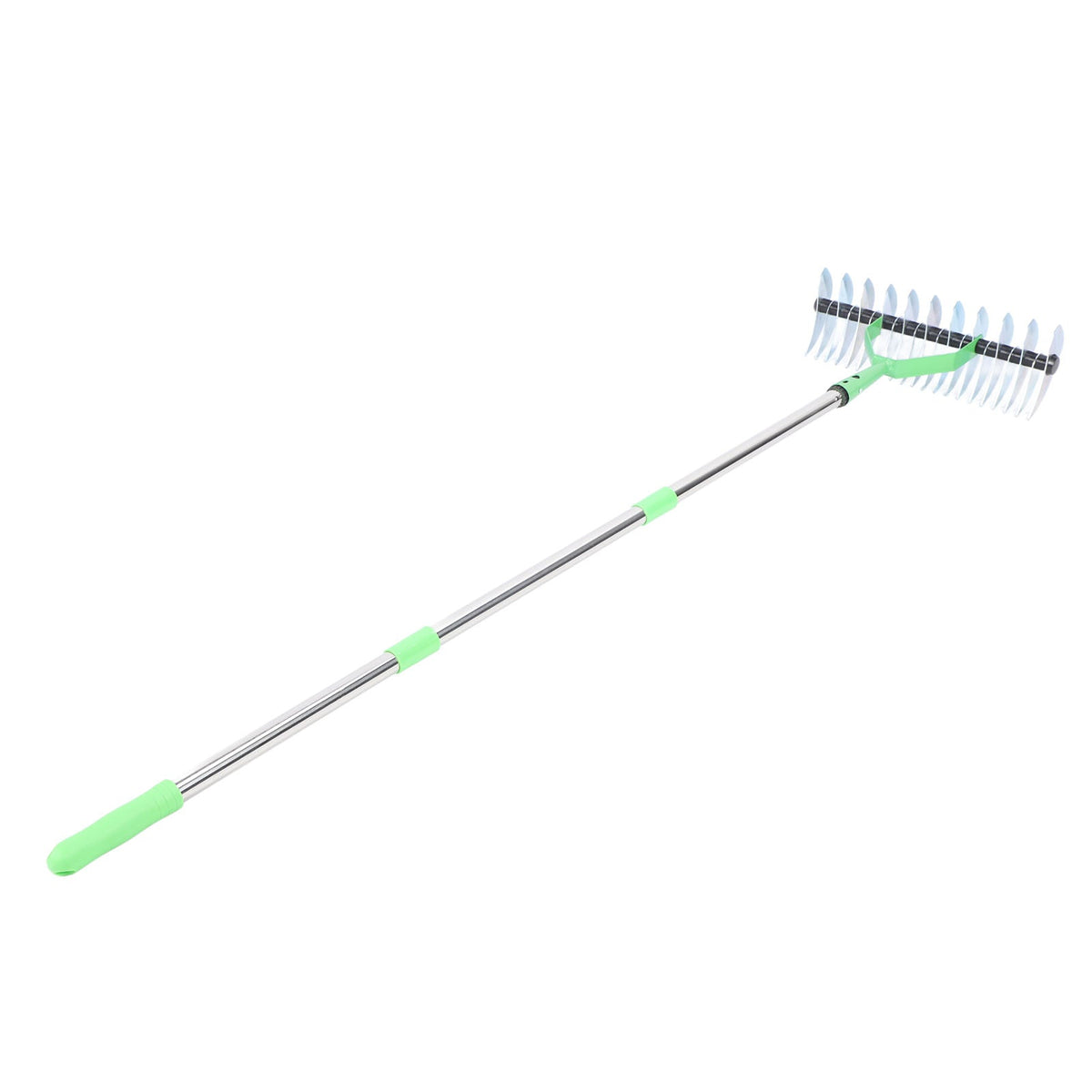 Belro long reach thatch rake for dethatching dead grass, designed for men, with sturdy handle and wide rake head for lawn maintenance.