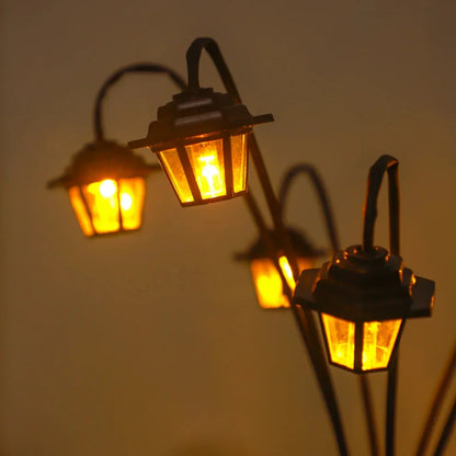 Mivoza retro solar garden lantern with 6 LED lights, waterproof IP44, ideal for outdoor decorative lighting in gardens.