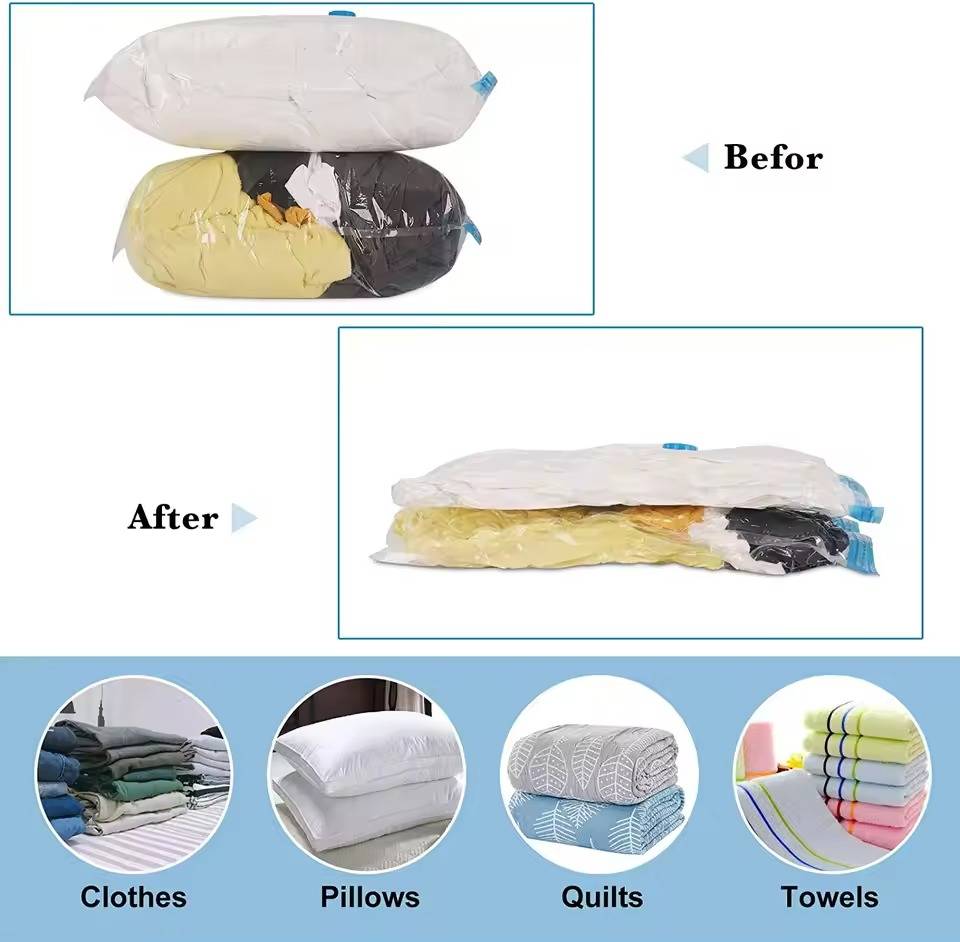 Belro vacuum bag for clothes, reusable storage bag for clothing and bedding, in a transparent design.