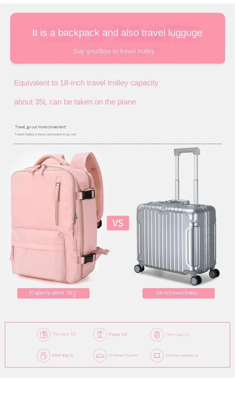 Belro travel carry-on backpack with shoe compartment, durable bags and luggage item designed for convenient travel organization.