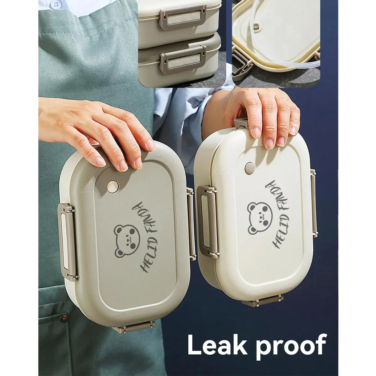 DecorsDeluxe 3-compartment bento lunch box, 800ml, leak-proof, microwave safe, with colorful sections for diverse meals.