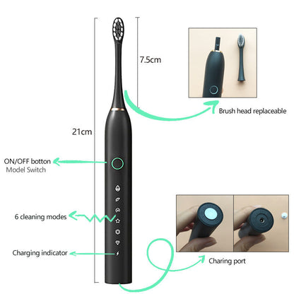 Belro rechargeable ultrasonic electric toothbrush with sleek handle and brush head, designed for effective personal oral care.
