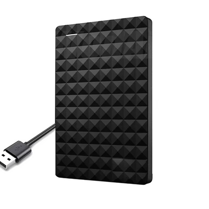BowLift external hard drive with USB 3.0 port, portable storage device in sleek black casing, durable and compact design.