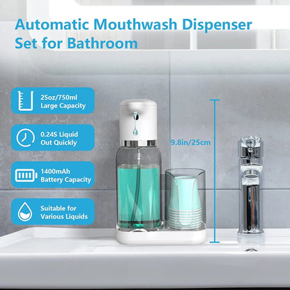 Belro automatic mouthwash dispenser in white with touchless operation, designed for convenient oral hygiene.