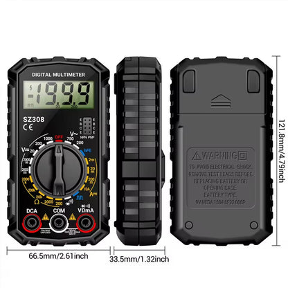 Belro electrical test kit with digital multimeter, showing probes and display screen for electronics testing and voltage measurement.