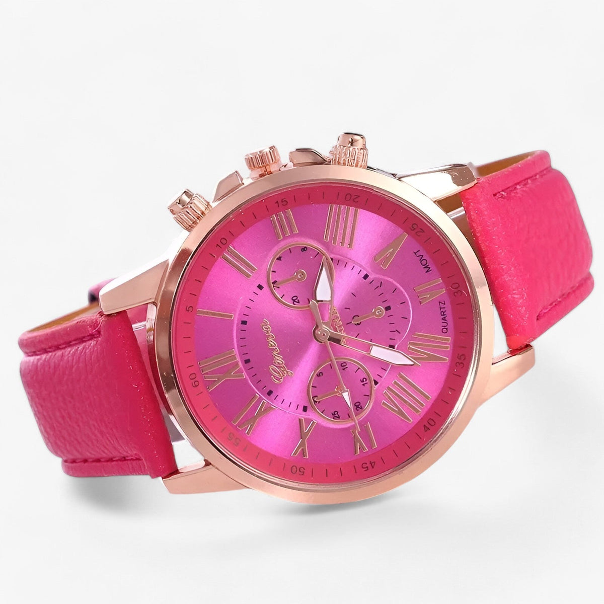 Elegant women's leather strap watch by Mivoza with Roman numeral dial and classic design, showcasing a sophisticated timepiece.