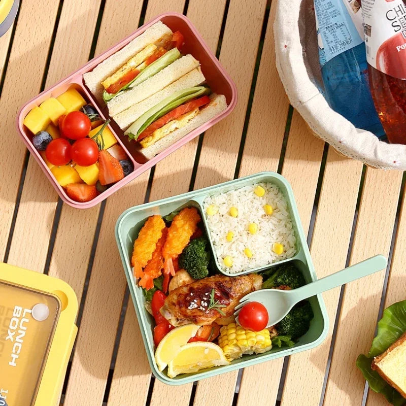 DecorsDeluxe leak-proof bento lunch box with cutlery, microwave and dishwasher safe, featuring multiple compartments and secure lid