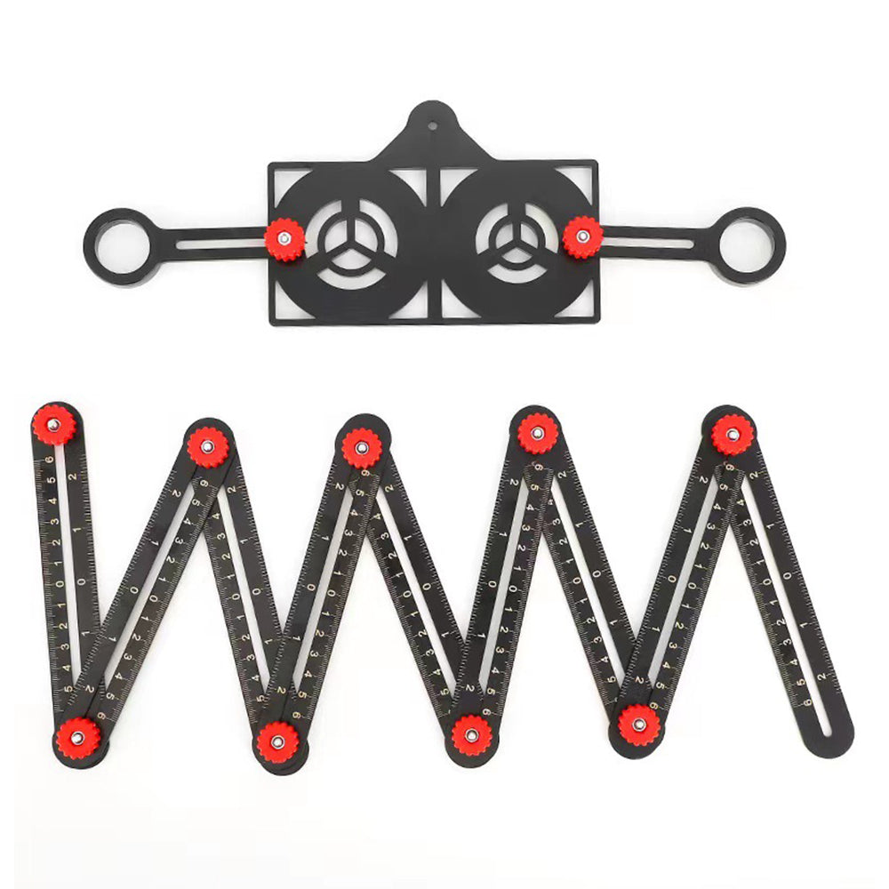 Belro adjustable aluminum alloy tile work folding ruler displayed with measurement markings and hinge joints for precise measuring.