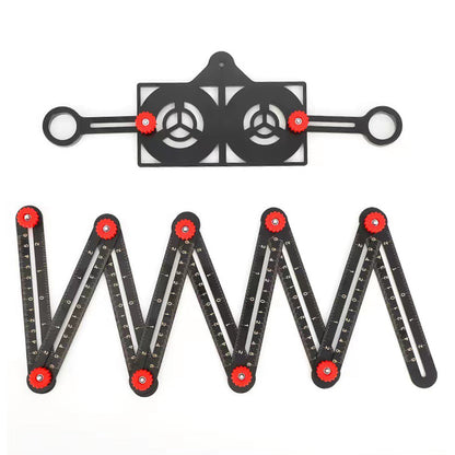Belro adjustable aluminum alloy tile work folding ruler displayed with measurement markings and hinge joints for precise measuring.