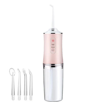 Mivoza portable water flosser with four cleaning heads, three modes, and IPX7 waterproof design for oral care.