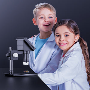 Belro 4.3-inch digital soldering microscope for electronics repair showing close-up view of circuit board and solder joints