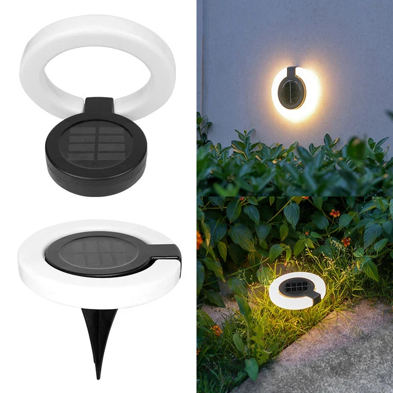 Mivoza solar garden spike light with 360° adjustable head and IP65 weatherproof design for outdoor ground lighting.