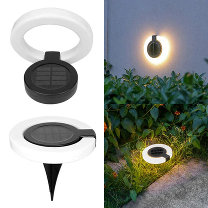Mivoza solar garden spike light with 360° adjustable head and IP65 weatherproof design for outdoor ground lighting.