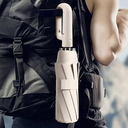 Belro reinforced contemporary compact umbrella open, showing sturdy frame and sleek design, perfect for stylish rain protection.