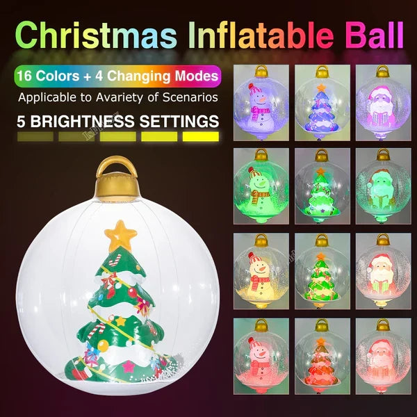 Belro inflatable outdoor Christmas ball with LED lights, festive holiday decor accessory, suitable for outdoor Christmas displays