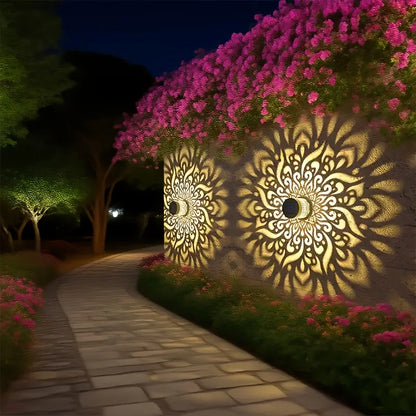 Mivoza solar decorative lantern with shadow pattern and IP65 weatherproof design, suitable for garden lighting.