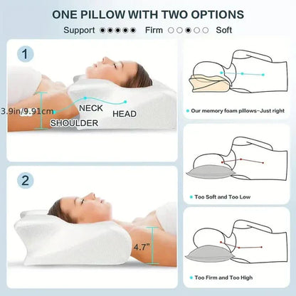 Belro butterfly-shaped memory pillow with armrests, designed for side and back sleepers, featuring copper-ion and orthopedic support.