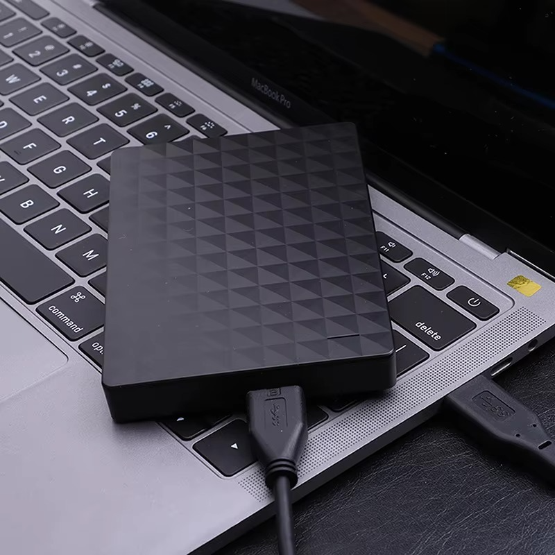 BowLift external hard drive with Ultra-Speed USB 3.0 portable storage in sleek black design, showing the compact, durable device.