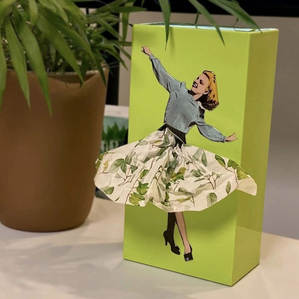 Belro Flying Skirt Tissue Box designed as men's clothing accessory with a unique flying skirt style, shown in the image.